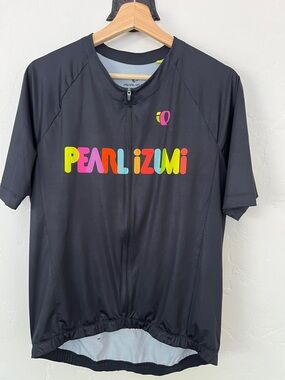 Pearl Izumi Black Short-Sleeve Cycling Jersey with Neon Multicolor Logo